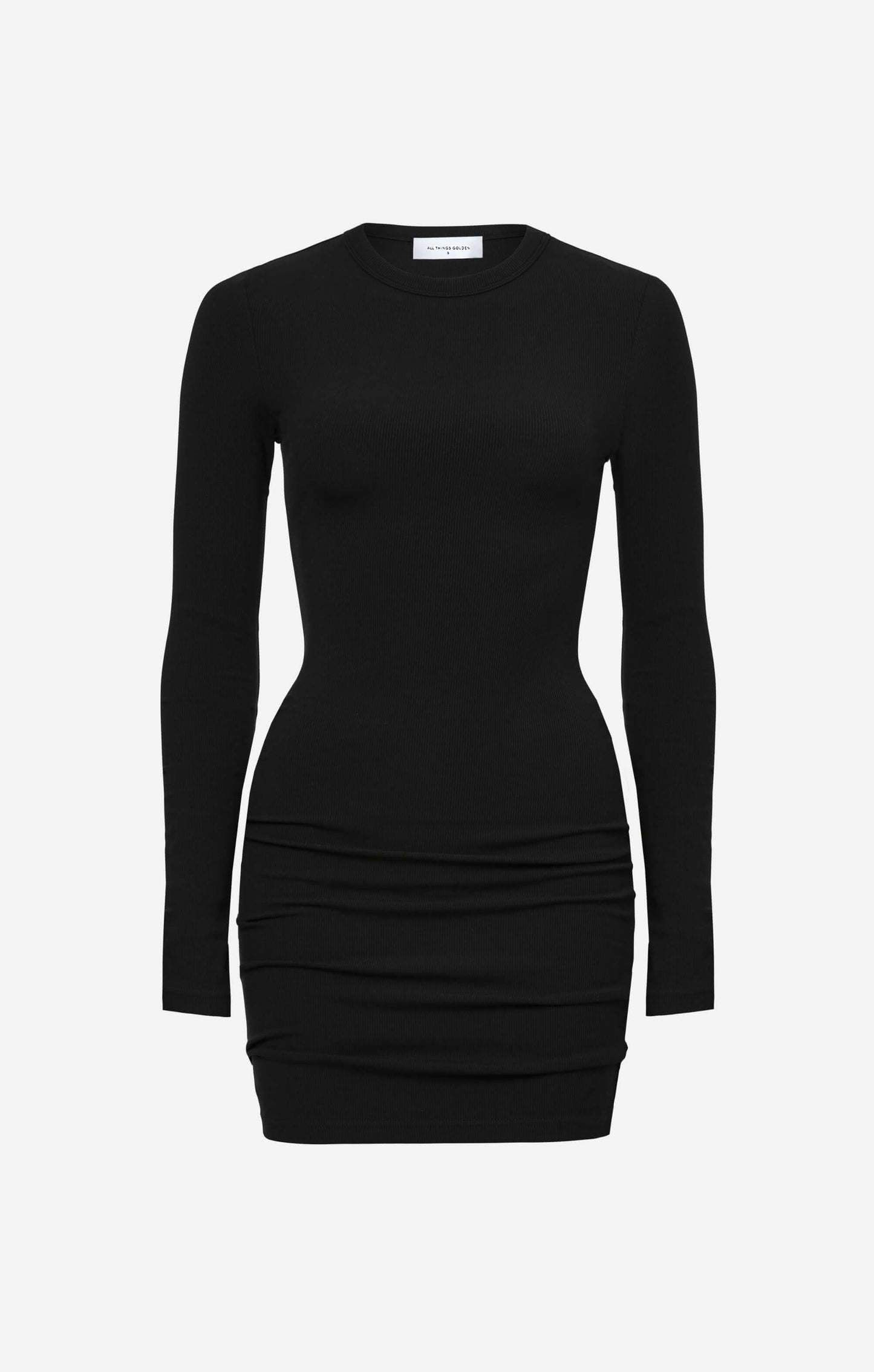 THE LUXE RIB L/S MINI DRESS - BLACK