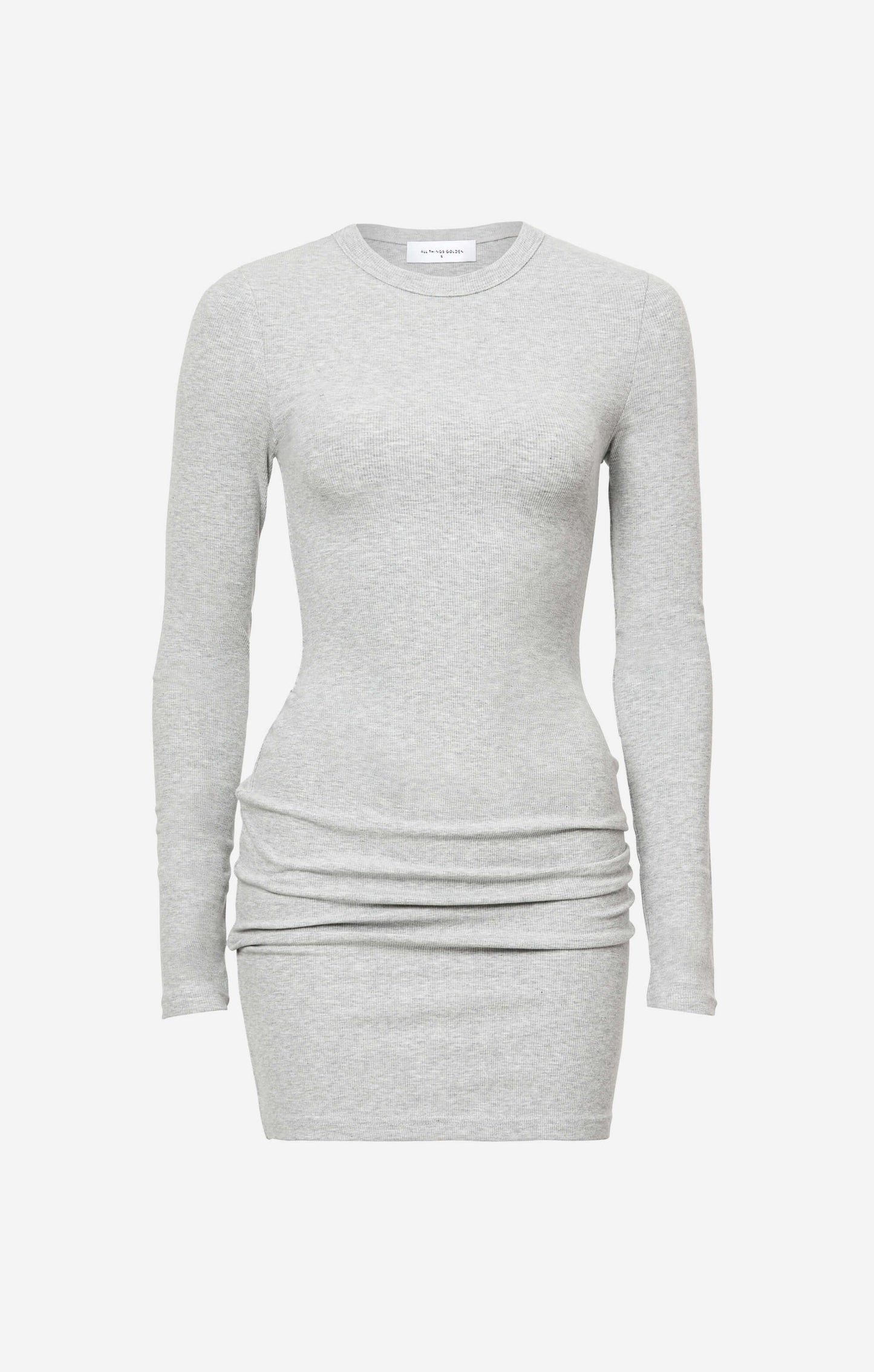 THE LUXE RIB L/S MINI DRESS - MID GREY