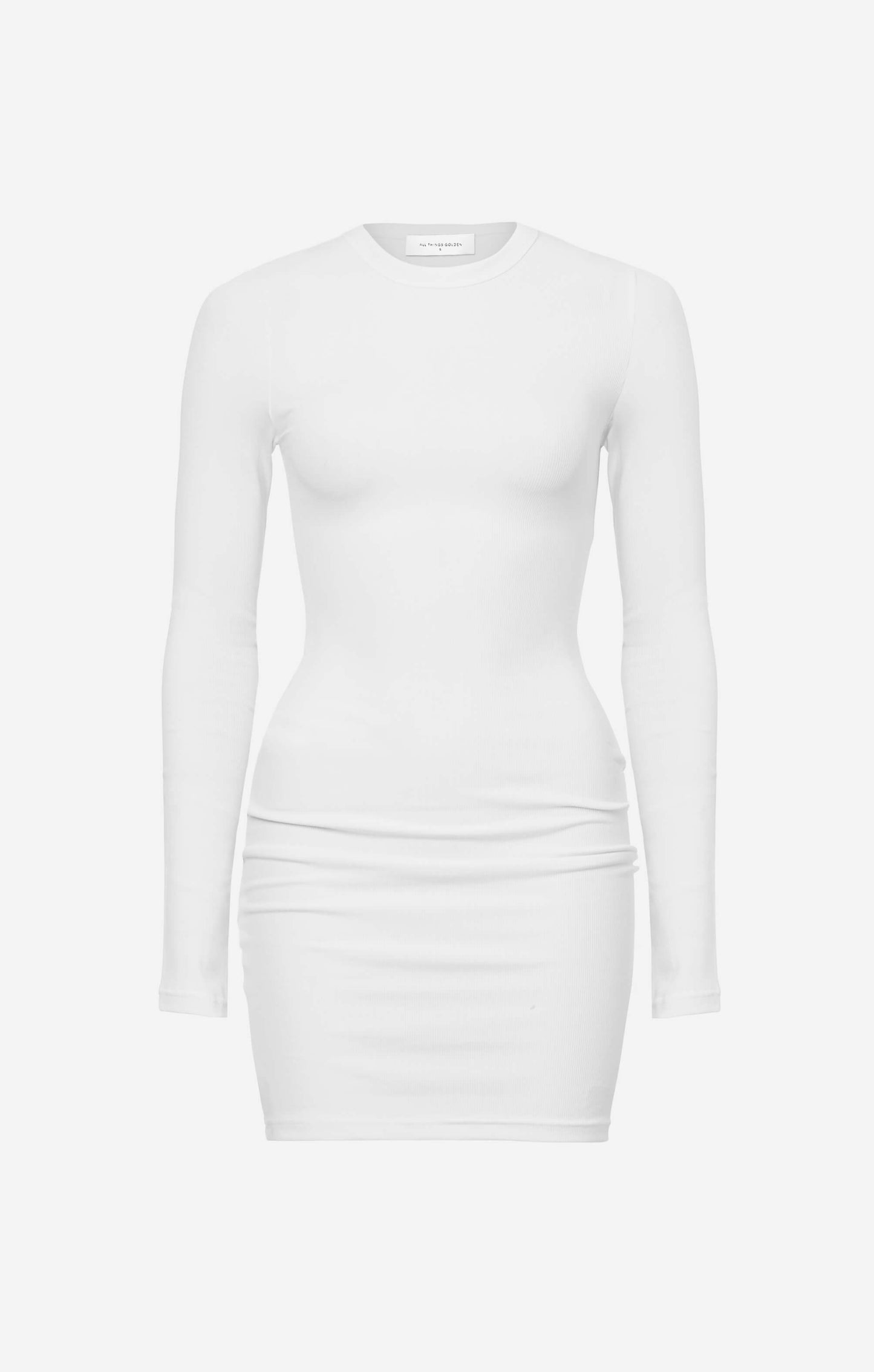 THE LUXE RIB L/S MINI DRESS - WHITE