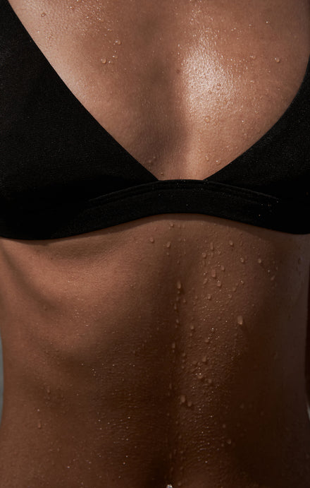 THE TRIANGLE BIKINI TOP - BLACK MESH