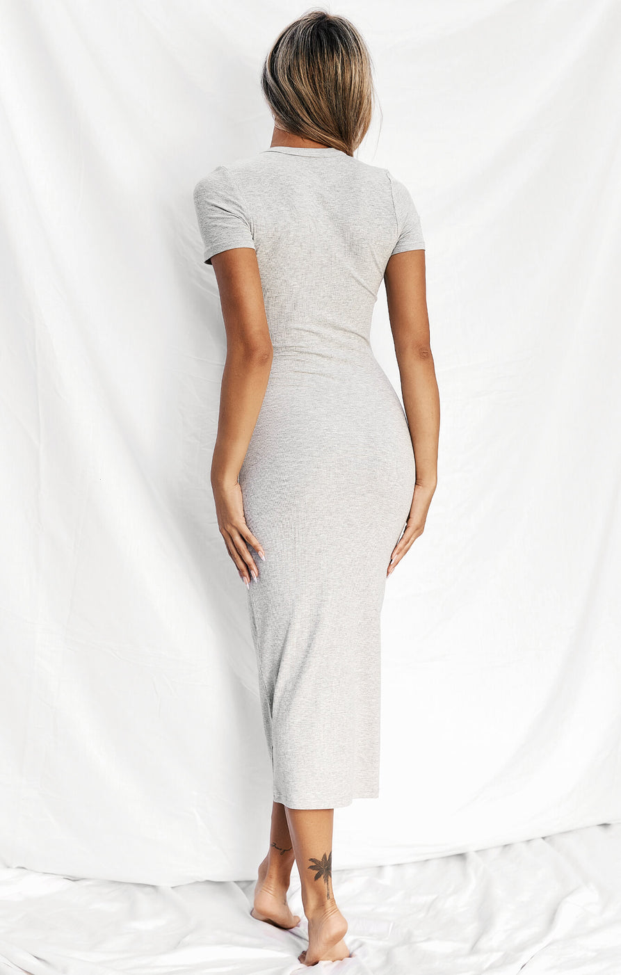 THE LUXE RIB BABY MIDI DRESS - MID GREY – All Things Golden
