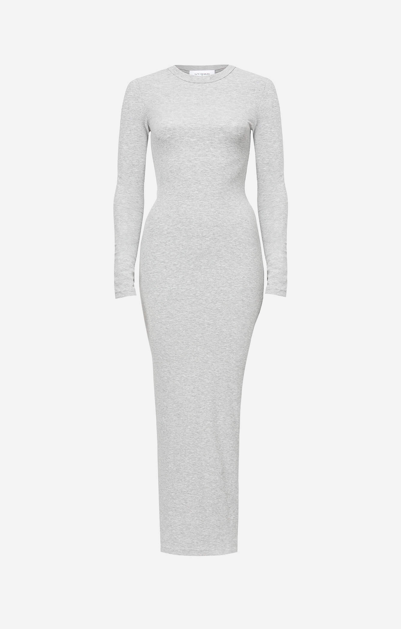 THE LUXE RIB L/S MIDI DRESS - MID GREY