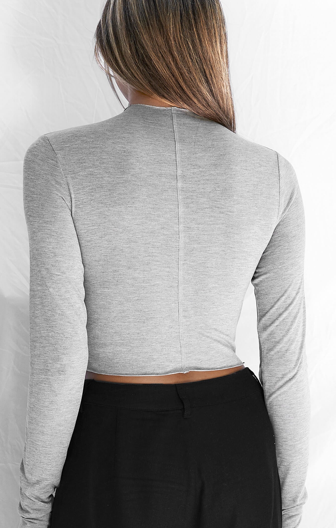 THE MODAL L/S CROP - MID GREY