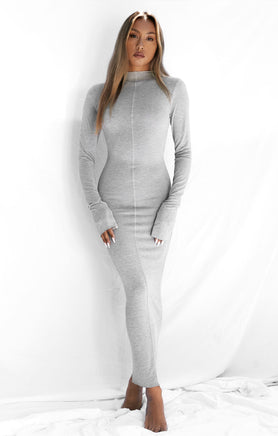 THE MODAL L/S MIDI DRESS - MID GREY – All Things Golden