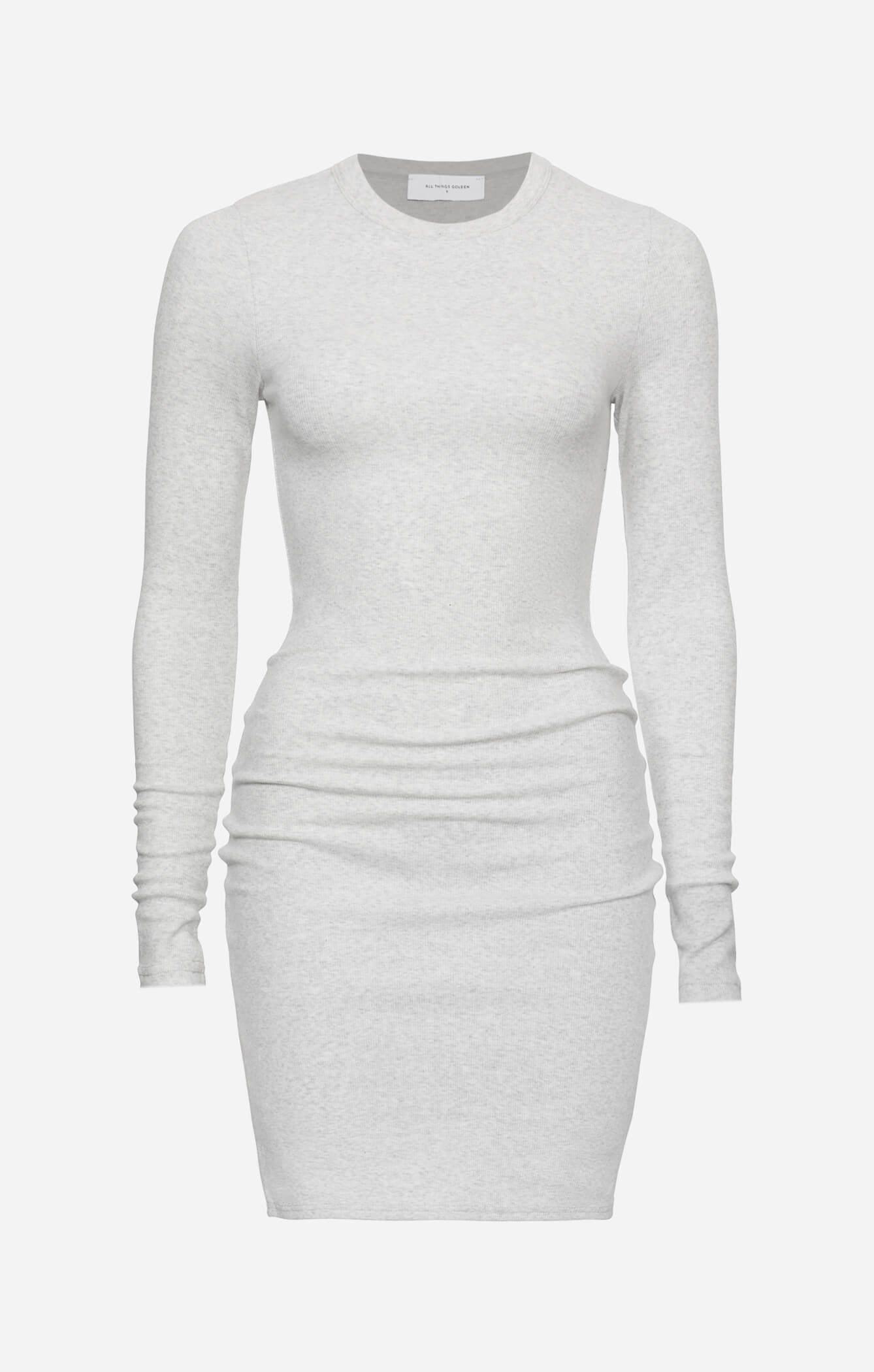THE RIBBED LONG SLEEVE DRESS - ICE GREY