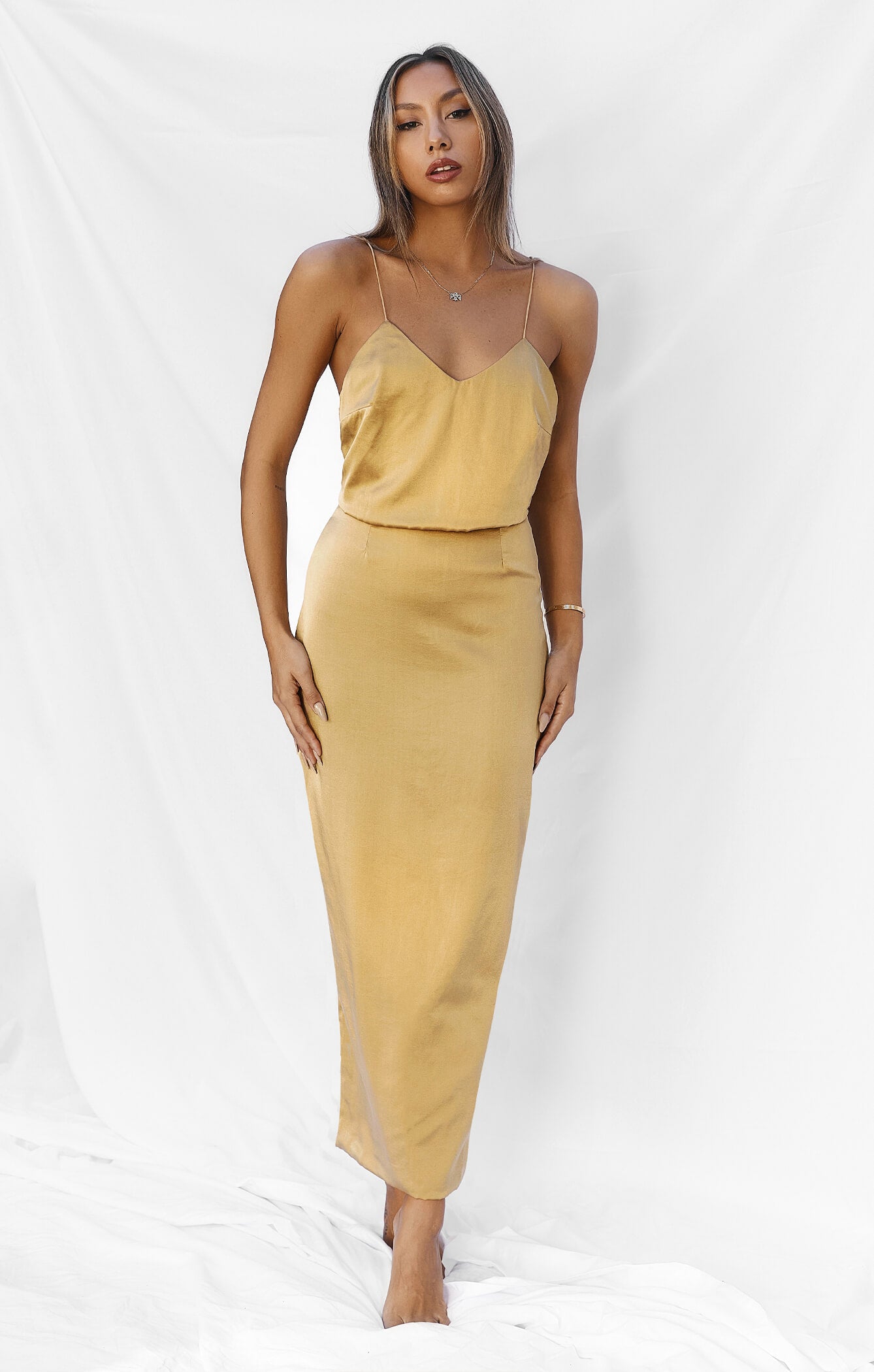 THE SILK CLASSIC DRESS - GOLD