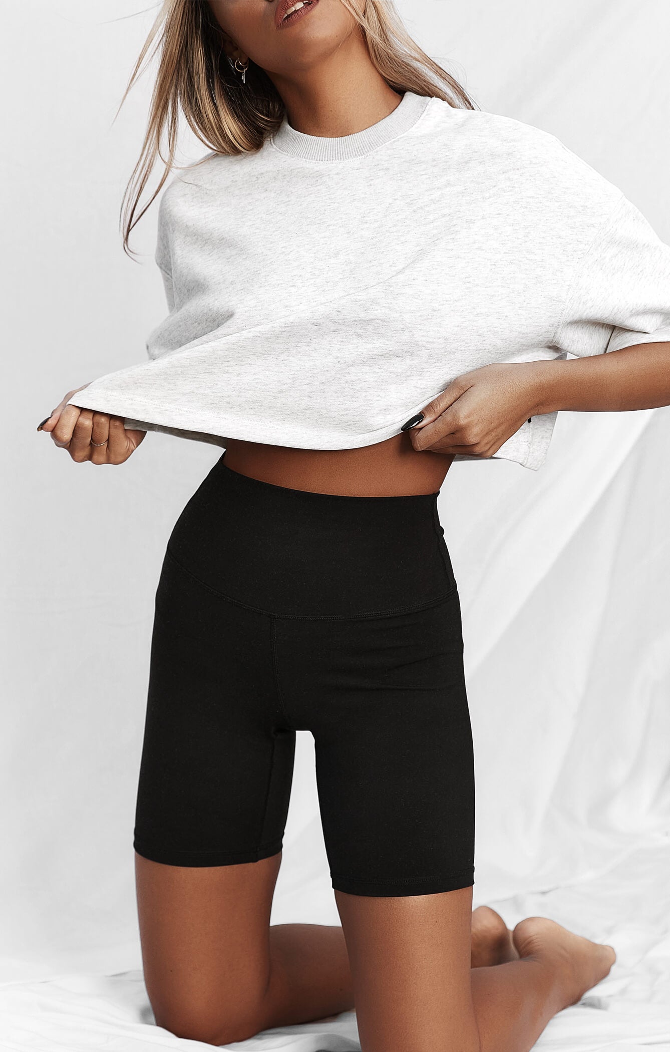 THE TERRY CROP TEE - ICE GREY