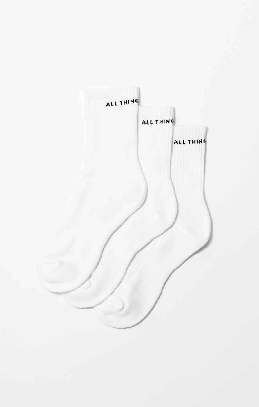THE A.T.G CREW SOCK - 3 PACK WHITE