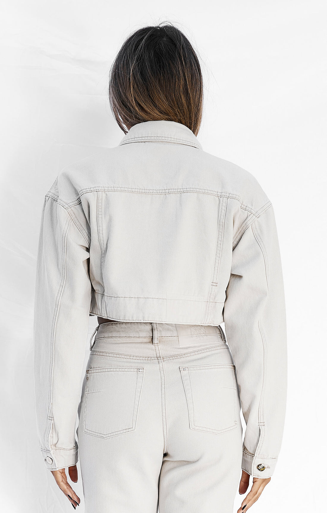 THE BOX CROP DENIM JACKET - WASHED STONE