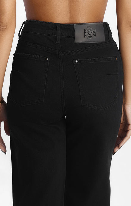 THE HIGH RISE DENIM STRAIGHT LEG JEAN - WASHED BLACK