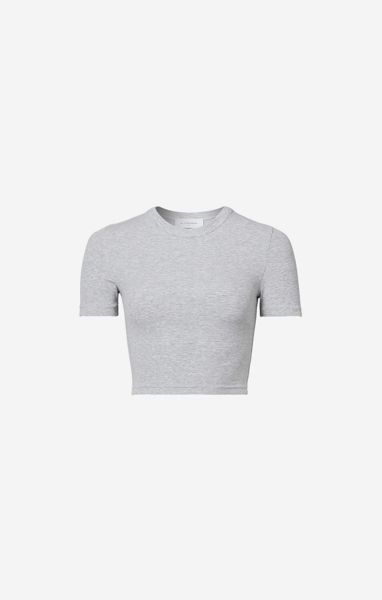 THE LUXE RIB BABY CROP TEE - MID GREY