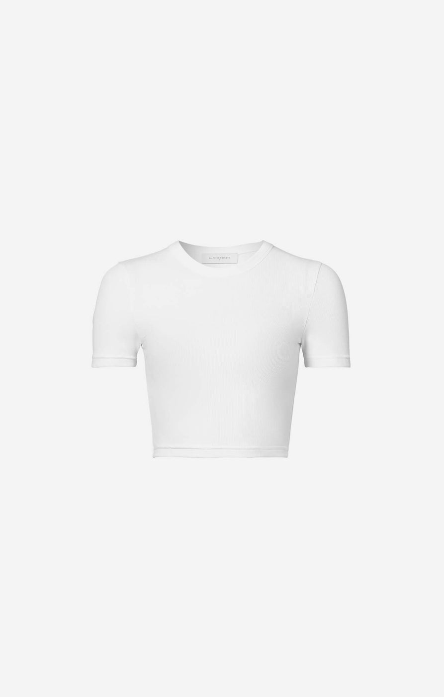 THE LUXE RIB BABY CROP TEE - WHITE
