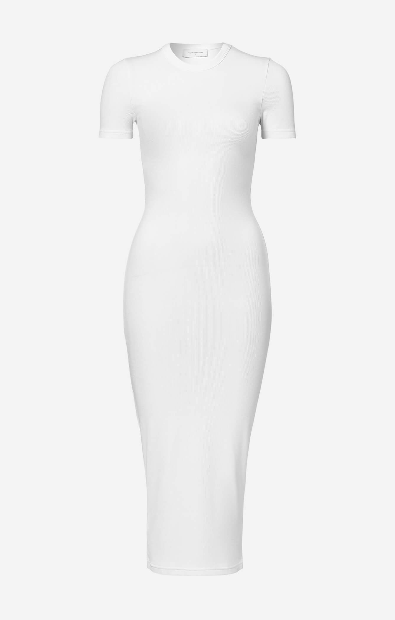 THE LUXE RIB BABY MIDI DRESS - WHITE