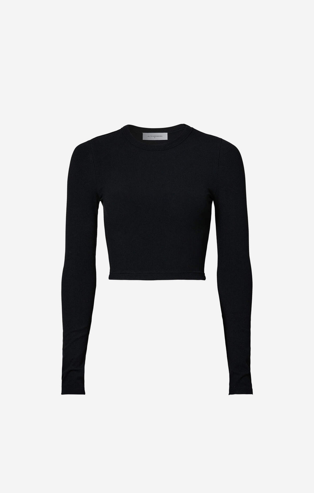 THE LUXE RIB LONG SLEEVE CROP - BLACK