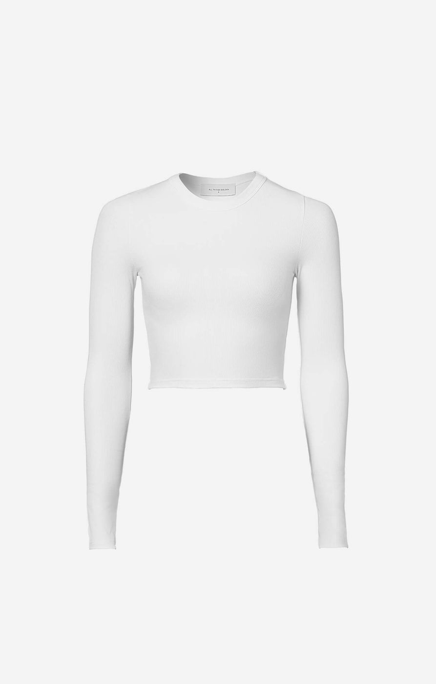 THE LUXE RIB L/S CROP - WHITE – All Things Golden