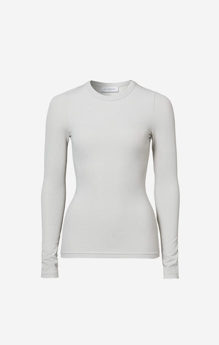 THE LUXE RIB LONG SLEEVE TOP - STONE