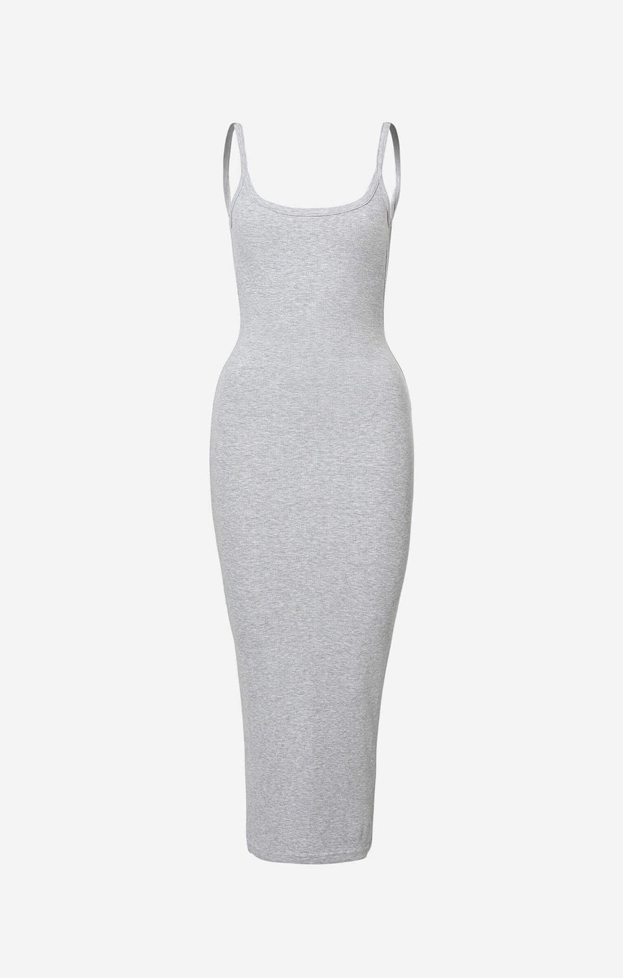 THE LUXE RIB LOW BACK MIDI DRESS - MID GREY – All Things Golden