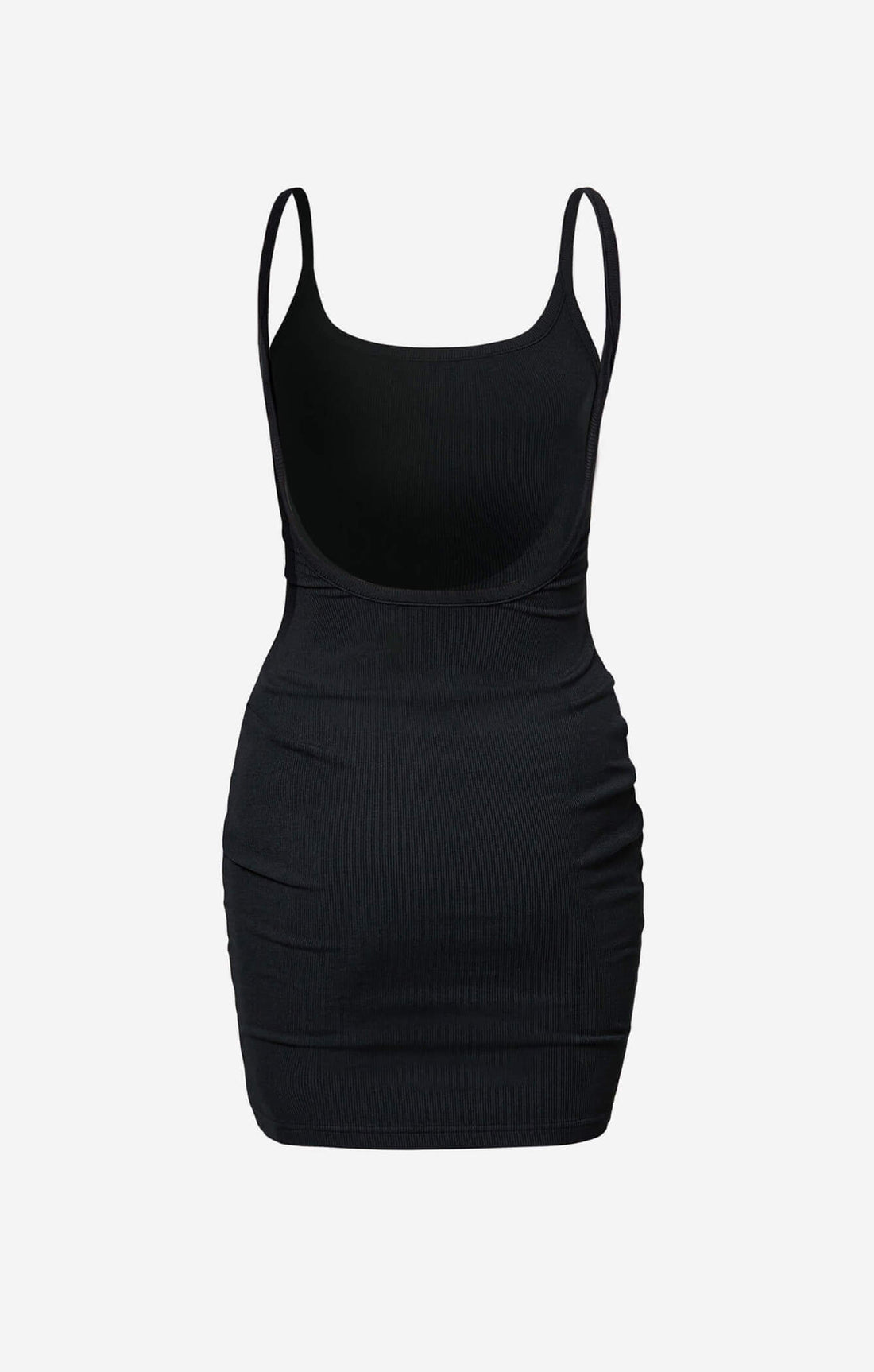 THE LUXE RIB LOW BACK MINI DRESS - BLACK